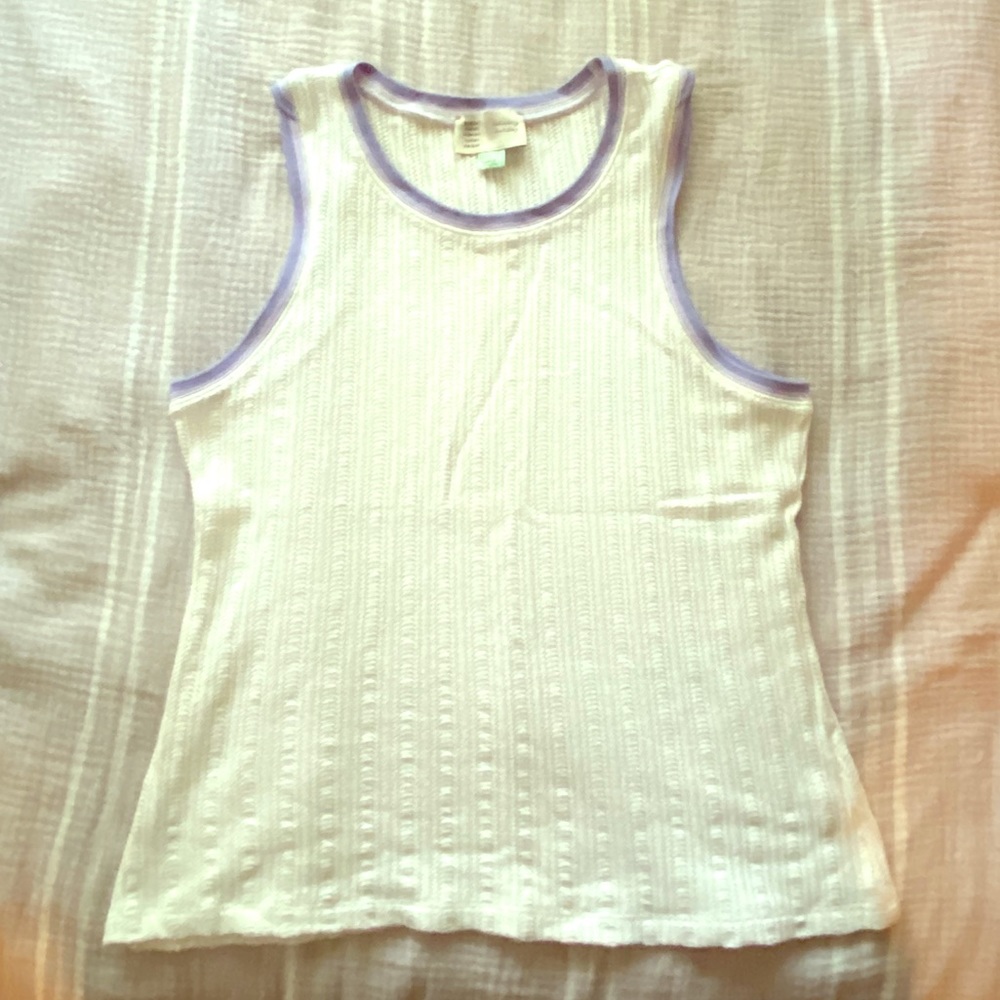 Saturday Sunday White Tank Top with trim